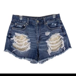 American Eagle hi rise festival lace cutoff shorts
